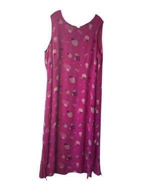 New York City Design Co Silk Pink Abstract Polkadot Shift Maxi Dress 22W Artsy